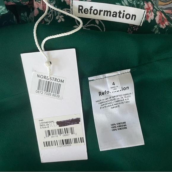 NWT reformation Juni long sleeve bodycon floral mini dress size 4 - Picture 4 of 4